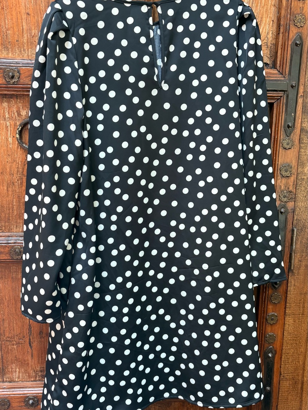 A New Day Polka Dot Long Sleeve Shift Dress with Pockets - Size L Like New - Picture 6 of 6